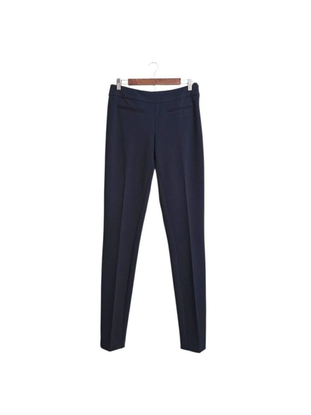 Long Tall Sally Navy Mid-Rise Straight Tapered Leg Trousers Sz 6 (36 inseam)